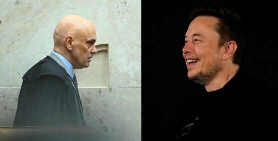 Brazil’s Supreme Court Justice Alexandre de Moraes faces off against X’s Elon Musk. Image: Ton Molina/NurPhoto via Getty Images 